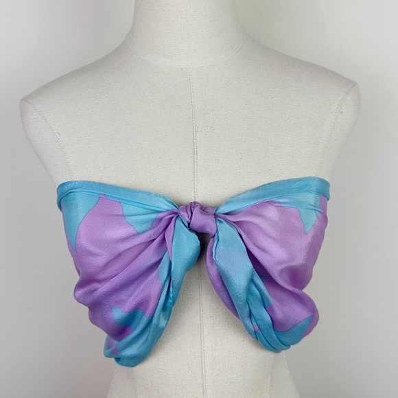 Vintage Blue & Purple Zig Zag Silk Scarf - Picture 2 of 10